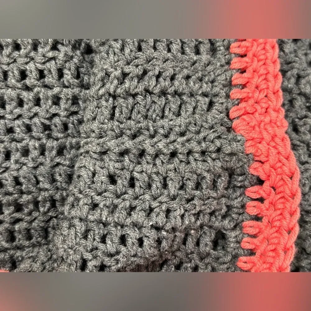 Handknit Gray Melon Cap Sleeve Pullover Hooded Boho Whimsigoth Sweater Vest S